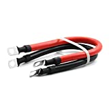2 AWG 2 Gauge Red + Black Pure Copper Battery Cables Power Inverter Wire Set for Solar, RV, Car, Boat, Automotive 12in 3/8 in Lugs (2PCS)