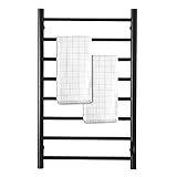 Homeleader Towel Warmer Wall Mounted Heated Towel Rack with 4/6h Timer, Plug-in & Hardwired Optional, Stainless Steel Material Spray Paint Matte Black, 120W