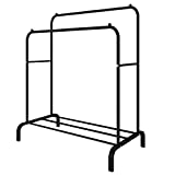 UDEAR Garment Rack,Freestanding Double Rod Clothing Racks for Hanging Clothes,Black