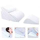Adjustable Orthopedic Bed Wedge Pillow Set, Reading Pillow & Back Support Wedge Pillow for Sleeping, Memory Foam Wedge for Lower Back, Knee and Leg Pain, Acid Reflux, Snoring, Post Surgery Recovery