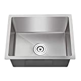 MENATT 24-inch Undermount Kitchen Sink, SUS304 Stainless Steel Handmade Single Bowl with Sink Strainer, 24'18'9' (Brushed)