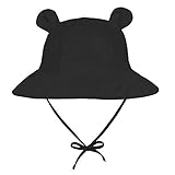 Zando Baby Sun Hat Bucket Hat Wide Brim Beach Caps Toddler Hats for Boys with Bear Ears Infant Summer Hat for Girls Black 6-12Months