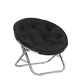 Urban Shop Faux Fur Saucer Chair, One Size, Black