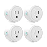 Mini Smart Plug, Wi-Fi Outlet Socket Works with Alexa and Google Home, Remote Control with Timer Function, No Hub Required, ETL FCC Listed (4 Pack),White
