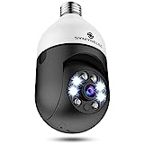 Light Bulb Camera, SYMYNELEC 355 Degree Pan/Tilt Panoramic IP Security Camera, 2.4GHz WiFi 1080P Smart Home Surveillance Cam with Motion Detection Alarm Night Vision Two Way Talk Indoor Outdoor E27