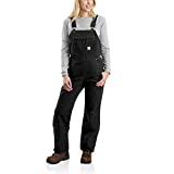 Carhartt Women's Petite Quilt Lined Washed Duck Bib Overall, Black, X-Small Short