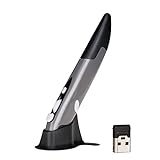 Wireless Optical Pocket Pen Mouse, Lychee 2.4GHZ USB Wireless Optical Pen Mouse 800/1200/1600 DPI Adjustable Handwriting Mini Air Mouse Mice for PC Laptop Notebook Computer Mac (Grey)