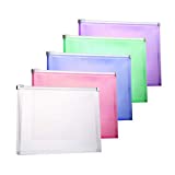 Plastic Envelopes, TIENO 5PCS Legal Size Poly Zip Envelope with Zipper, Expanding Plastic Zip Envelopes for Home Office School