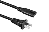 LIANSUM AC 2 Prong Power Cord 5FT Wall Plug 2-Slot TV Power Cable, for HP Dell LG Samsung Asus Acer Sony Sharp Toshiba Laptop Monitor LED LCD Printer PS2 PS3 Slim Ps4 Xbox Game Console Supply Cable