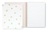 Kate Spade New York Small Concealed Spiral Notebook, 8.25' x 6.75' Journal Notebook with 112 Lined Pages, Gold Dot with Script