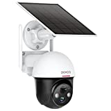 2K Security Camera Wireless Outdoor, Solar Powered 2.4G WiFi 360° View Pan Tilt Strobe Light/ Spotlight Home Security System with Motion Detection and Siren, Two-Way Audio, IP65, Clear Night Vision