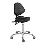Saddle Stool Chair with Back Support, Heavy-Duty(350LBS), Hydraulic Rolling Swivel Adjustable Stool Chair for Salon Spa Beauty Massage Dental Clinic Home Office Use (Black)