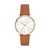 Michael Kors Women's Stainless Steel Quartz Watch with Leather Strap, Brown, 18 (Model: MK2740)