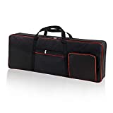 61 Key Keyboard Case,Electric Keyboard Bag Piano Gig Bag,Waterproof Keyboard Cover,600D Oxford Cloth Keyboard Carrying Case with 10mm Cotton Padded Keyboard Case Bag.40.1'x15.7'x4.7 Black+Red