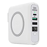 InfinaCore Pandora Portable Power (P3) Global Wireless Charger USB-C Wall Charger 8000mAh Power Bank, USB-C PowerDelivery Battery Pack, Fast Charge Phone Laptop Charger Travel with LED Display (White)