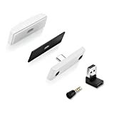 PEPPER JOBS Dual Bluetooth 5.0 USB-C Adapter, Compatible with PC/Laptop/TV/Switch/PS4/PS5, Wireless Audio Transmitter with aptX Low Latency, Dual Bluetooth Devices Connecting, 3.5 mm Mic Chat(White)