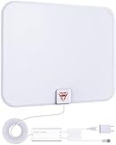 Gesobyte Amplified HD Digital TV Antenna Long 250 Miles Range - Support 4K 1080p Fire tv Stick and All Older TV's - Indoor Smart Switch Amplifier Signal Booster - 18ft Coax HDTV Cable/AC Adapter