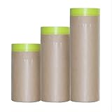Masking Paper Pre-Taped Masking Paper for Painting Assorted Sizes Painting Paint Masking Tape and Drape Widely Used in Automotive Body and House Decoration Spray Paint (Each Roll 50 Feet,3 Rolls)