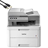 Brother MFC-L3710CWA All-in-One Wireless Digital LED Color Laser Printer - Print Copy Scan Fax - 19 ppm, 600 x 2400 dpi, 3.7' LCD Touchscreen, 8.5 x 14, 50-Sheet ADF, 250-sheet - BROAGE Printer Cable