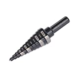 Jerax tools 3/16 to 7/8 Inch Step Drill Bit Straight Grooved Double Fluted , M2 High speed steel drill bits for hole drilling in Stainless steel, Copper, Aluminum, Wood, Plastic, Unibit with highlighted steps and size marks