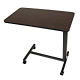 Roscoe Medical Bed Tray Overbed Table with Wheels - Rolling Tray Table for Bed or Chair - Bed Side Table for Laptop, Eating, Brown