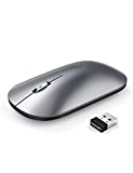 TECKNET Rechargeable Bluetooth Mouse for MacBook Pro/iPad/Laptop/Windows, Slim Silent Wireless Mouse Bluetooth 5.0/3.0 2.4G Portable Optical Cordless Mice with USB Receiver 4 Adjustable DPI