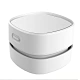 ODISTAR Desktop Vacuum Cleaner with Wireless Charger, Mini Table dust Sweeper Energy Saving,High Endurance up to 400 mins, Cordless&360º Rotatable Design for Keyboard/Home/School/Office (White)