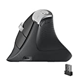 Wireless Vertical Mouse, Advanced Ergonomic Mouse Reduces Muscle Strain, 2400 DPI, USB C Rechargeable, 3 Device Connection (Bluetooth or USB), Compatible for PC, Laptop, iPad, Mac, Windows, Gray