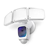Home Zone Security Triple Head Floodlight Camera – Smart 2.4 GHz 1080P Outdoor Hardwired 3500 Lumen LED Flood Light Camera with 128GB Local Storage Included, White