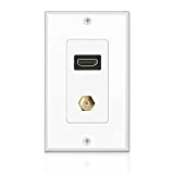 TNP HDMI Wall Outlet with Coax Outlet - 1 Port HDMI Coax Wall Plate Support 4K Full HD HDR ARC/eARC Ethernet - HDMI Outlet with Coaxial TV Female Connector for PS3/PS4, Xbox, DVD, Cable Home Theater