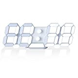 Modern 3D LED Digital Desk Alarm Clock for Kitchen Bedroom Office, EDUP HOME Fashion Design 9.7' LED White Light Nightlight Decor Wall Clock with Multi-Levels Brightness/Time /Date/Temperature Display