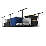 FLEXIMOUNTS 4x8 Overhead Garage Storage Rack,Adjustable Garage Storage Organization Systerm,Heavy Duty Metal Garage Ceiling Storage Racks,600lbs Weight Capacity,Black