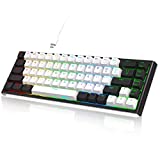 NPET K62 60% Wired Gaming Keyboard, RGB Backlit Ultra-Compact Mini Keyboard, Waterproof Small Compact 68 Keys Keyboard for PC/Mac Gamer, Typist, Travel, Easy to Carry on Business Trip(White Black)