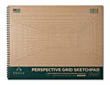 Koala Tools - 40-Sheet Sketch Pad for 1-Point Perspective Drawing, Spiral Bound Gridded Graph Paper for Interior Room Design, Industrial, Architectural and 3D Design, 11 x 14 inches