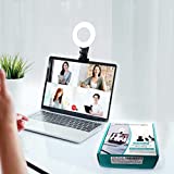 Video Conference Lighting Kit 3200k-6500K Dimmable Led Ring Lights Clip on Laptop Monitor for Remote Working/Zoom Calls/Self Broadcasting/Live Streaming/YouTube Video/TikTok (Black)