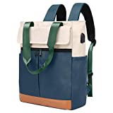 Women Convertible Tote Daypack Laptop Backpack Wide Top Open College School Travel Casual Bag, Fits 15.6 Inch Laptop, Green