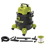 Sun Joe SWD8000 8-Gallon 1200-Watt 6.5 Peak HP Wet/Dry Shop Vacuum, HEPA Filtration, Wheeled w/Cleaning Attachments, for Home, Workshops, Pet Hair and Auto Use, 8 Gallon, Black/Green