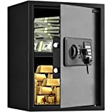 2.2 Cubic Large Safe Box Fireproof Waterproof, Home Safe with Digital Keypad Key and Removable Shelf, Fireproof Safe for Firearm Medicine Money A4 Documents Valuables