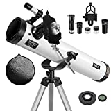HSL Reflector Telescope,76mm Aperture 700mm Focal Length Astronomy Reflector Telescopes (35X-875X) for Adults and Kids-with 3 Eyepieces,5X Barlow Lens,Solar Filter,Moon Filter and Smartphone Adapter