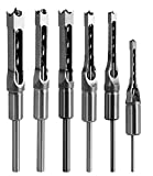 Square Hole Mortise Chisel Drill Bit Tools, HSS Woodworking Hole Saw Mortising Chisel Drill Bit Set Twist Drill, Different Sizes 1/4' 5/16' 3/8' 1/2' 9/16' 5/8'(6pcs)