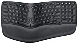 Holkonbe Wireless Ergonomic Keyboard, Rechargeable Ergonomic Split Keyboard with Pillowed Wrist Rest for Natural Typing, Multi-Device (BT1+BT2+2.4G) Ergonomic Keyboard for Windows/Mac OS/Android