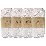 JubileeYarn Bamboo Cotton Sport Yarn - 50g/Skein - Cotton White - 4 Skeins