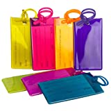 7 Pack TravelMore Luggage Tags for Suitcases, Flexible Silicone Travel ID Identification Labels Set for Bags & Baggage - Multi Color Pack