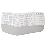 DeLUX GM902 Wireless Ergonomic Split Keyboard Rechargeable for Natural Typing and Reduce Hands Pain with 2.4G Wireless and BT(BT1+BT2), Scissor Switch and Palm Rest for Windows and Mac(White)