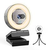 GUSGU G910 FHD 1080P Webcam with Microphone and Privacy Cover, Streaming Camera with Ring Light, 2 Colors and 3-Level Brightness, USB Plug&Play Computer Camera, Web Camera for Desktop/PC/Laptop/Mac
