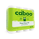 Caboo Tree Free Bamboo Toilet Paper, Septic Safe, Biodegradable, Eco Friendly Bath Tissue with Soft, Quick Dissolving 2 Ply Sheets (300 Sheets Per Roll, 24 Double Rolls)