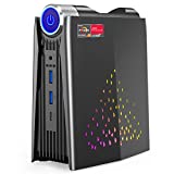 [Gaming Mode] Mini Gaming PC, AMD Ryzen 5 5600U (up to 4.2Ghz) 16GB DDR4 512GB NVMe SSD Windows 11 Pro Mini PC RGB Lights AMR5 Mini Computer 4K HDMI DP Type-C WiFi 6 BT 5.2 Small PC, Auto Power On
