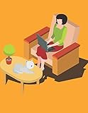 Woman Working on Laptop | Blank Lined Notebook