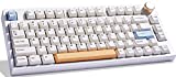 Keydous NJ80-AP Wireless Mechanical Keyboard with Knob Bluetooth 5.0/2.4G/Wired Connection 75% Hot Swappable Custom RGB Programmable Gaming Keyboard with PBT Keycap for Win Mac