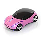 Bewinner Wireless Mouse for Kids, 2.4G Wireless Mouse with USB Receiver, Car Wireless Mouse Optical Mouse 1600DPI for Laptop PC Tablet Gaming Office Mac Windows (Pink)